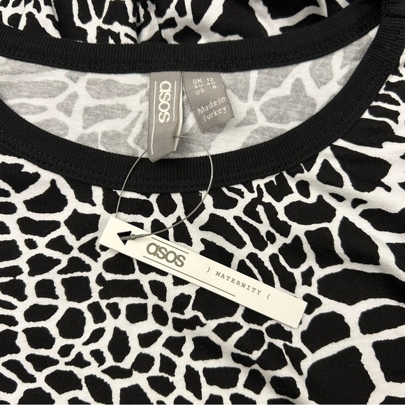 NWT ASOS Maternity Peplum Smock in Mono Giraffe - Picture 7 of 7